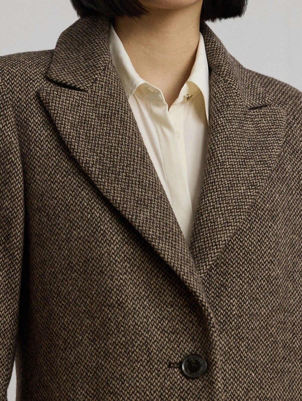 Ralph Lauren Coat Professional Work Tweed Wool Blend Jacket Broken Twill Brown 8 - Picture 4 of 9